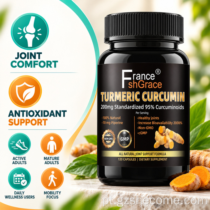 Suplementos de absorção aumentada de cúrcuma e curcumina Shecome